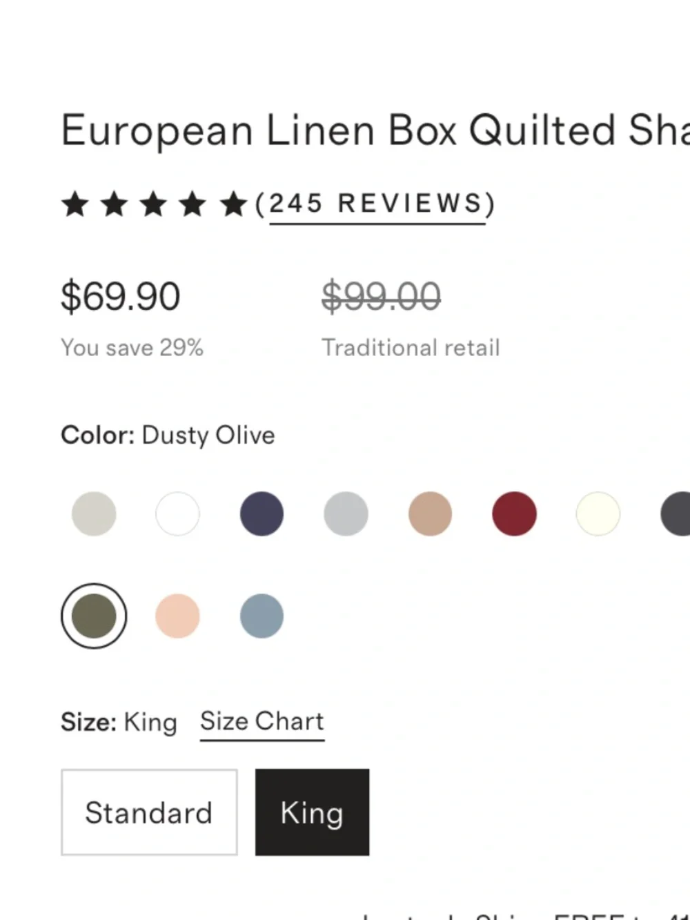 New King sham set European Linen Quince Dusty Olive green